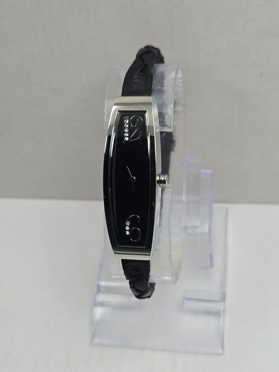 Mercedes Benz Womens 15mm Slim Black Braided Leather Watch Swiss New Battery main image 5